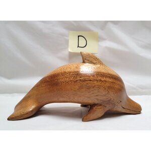 Hand-Carved Wooden Dolphin Figurine Figure Statue About 7 Inches Long - Lot D